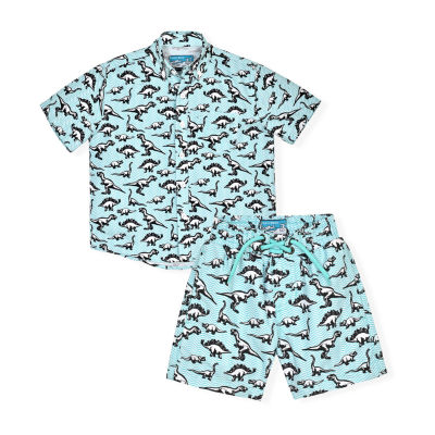 Beach Bros. Little & Big Boys Chevron Dino Swimset