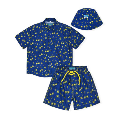 Beach Bros. Little & Big Boys Pineapple Palm Swimset