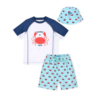 Beach Bros. Little & Big Boys Crab Stripe Swimset