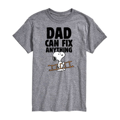 Mens Short Sleeve Peanuts Dad Can Fix Anything Graphic T-Shirt