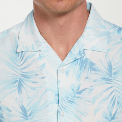 Cubavera Mens Classic Fit Short Sleeve Leaf Button-Down Shirt