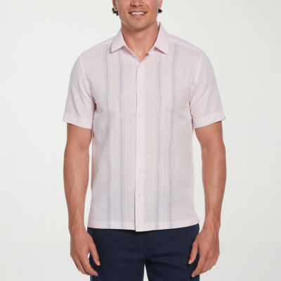 Cubavera Mens Regular Fit Short Sleeve Panel Button-Down Shirt