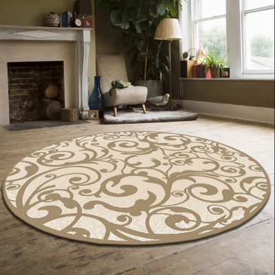 Radici Pisa Scroll Modern Transitional Round Area Rug