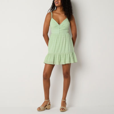 Emerald Sundae Womens Juniors Sleeveless Fit + Flare Dress