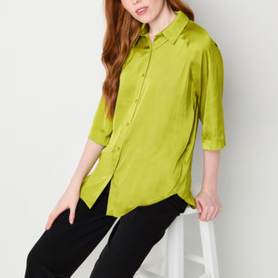 Worthington Womens 3/4 Sleeve Regular Fit Button-Down Shirt