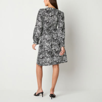 a.n.a Womens Long Sleeve A-Line Dress