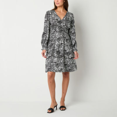 a.n.a Womens Long Sleeve A-Line Dress