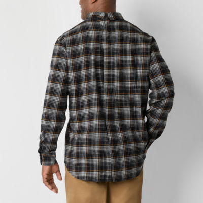 St. John's Bay Big and Tall Mens Seated Wear Adaptive Classic Fit Long Sleeve Flannel Shirt