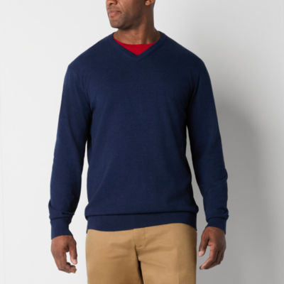 St. John's Bay Big and Tall Mens V Neck Long Sleeve Pullover Sweater