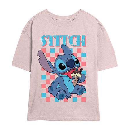 Novelty T-shirts Stitch Ice Cream Tee Womens Juniors Crew Neck Short Sleeve Regular Fit Graphic T-shirt In Multi