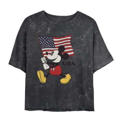 Womens Juniors Crew Neck Short Sleeve Regular Fit Mickey and Friends Mickey Mouse Graphic T-Shirt