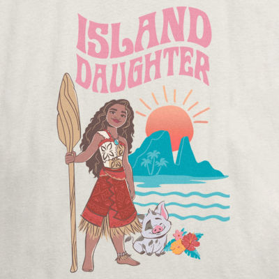 Island Daughter Tee Womens Juniors Crew Neck Short Sleeve Regular Fit Princess Moana Graphic T-Shirt