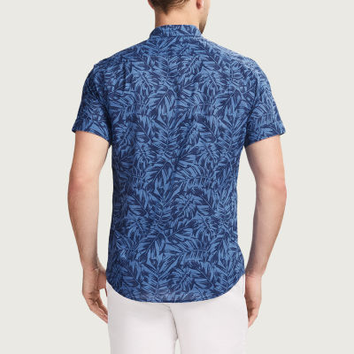 IZOD Chambray Mens Short Sleeve Regular Fit Stretch Fabric Button-Down Shirt