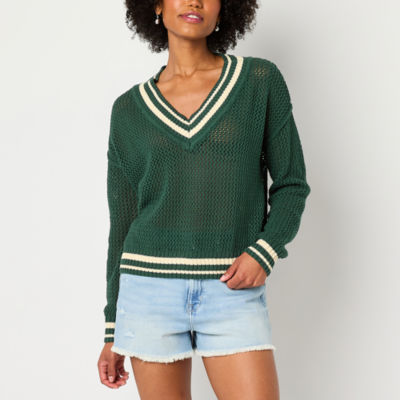 Arizona Juniors Womens V Neck Long Sleeve Pullover Sweater
