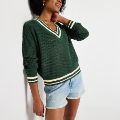 Arizona Juniors Womens V Neck Long Sleeve Pullover Sweater