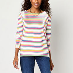 Tシャツ・カットソー GENERAL IDEA WOMAN Cotton Net Boat Neck Pullover 4BTR853 Karen S Cotton Boat Neck Top Citron Aura S at Amazon Women's
