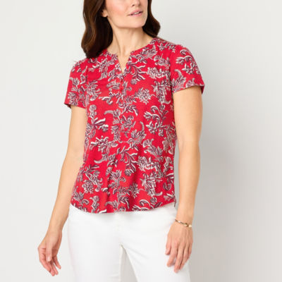 Liz Claiborne Petite short sleeve open collar cotton shirt, women's size S cotton black type Vintage Second Hand