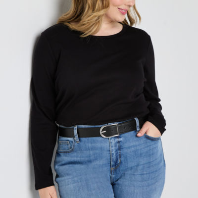 St. John's Bay Womens Crew Neck Long Sleeve T-Shirt