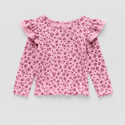 Okie Dokie Baby Girls Round Neck Long Sleeve T-Shirt