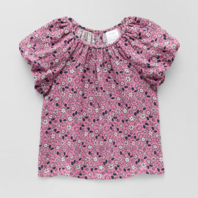 Okie Dokie Toddler & Little Girls Round Neck Short Sleeve Blouse