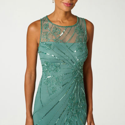 Papell Boutique Womens Crew Neck Sleeveless Evening Gown, Color: Green  Slate - JCPenney