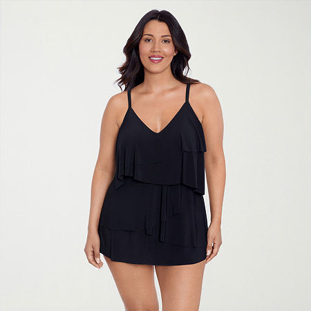 Trimshaper Womens Swim Dress, 14, Black