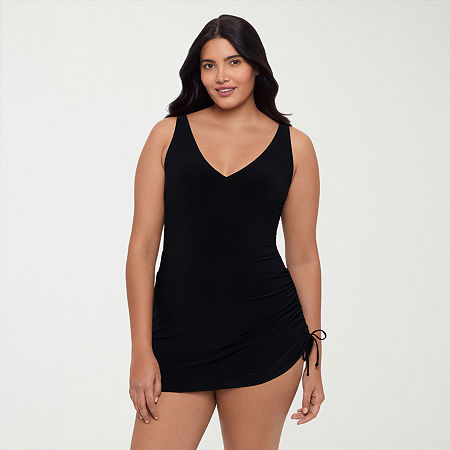 Trimshaper Womens Swim Dress, 12, Black