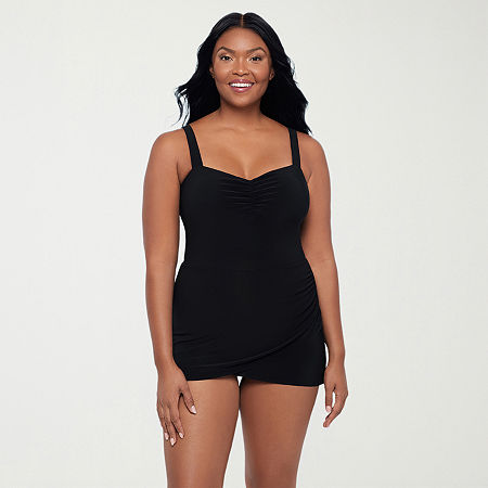 Trimshaper Womens Swim Dress, 10, Black