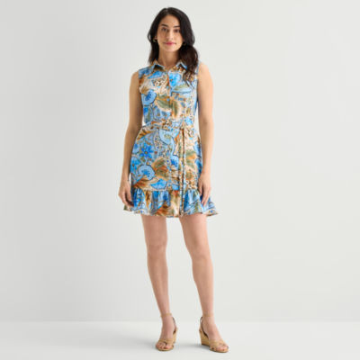 Be by CHETTA B Womens Sleeveless Abstract Fit + Flare Dress