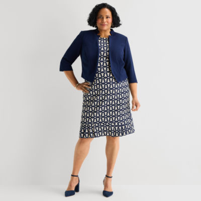 Maya Brooke Womens Plus Abstract Jacket Dress