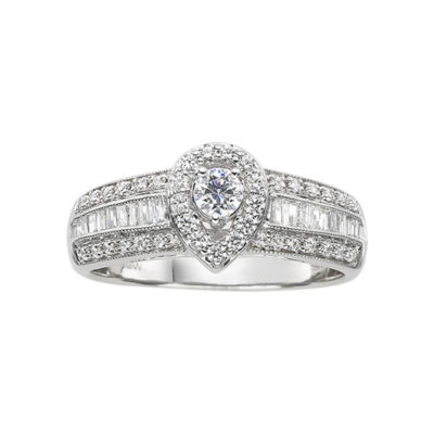 5/8 CT.T.W. Natural Diamond Pear-Style Engagement Ring