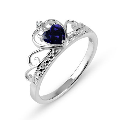 Heart-Shaped Simulated Amethyst & Cubic Zirconia Sterling Silver Ring