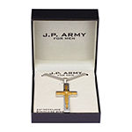 J.P. Army Men's Jewelry Stainless Steel 24 Inch Link Cross Pendant Necklace