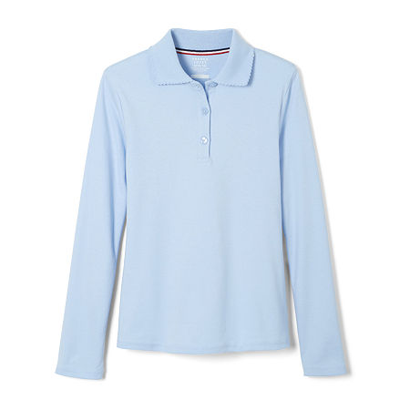 French Toast Little & Big Girls Long Sleeve Polo Shirt, X-small, Blue