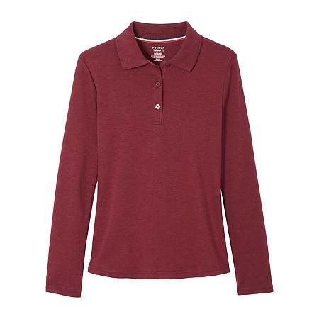 French Toast Little & Big Girls Long Sleeve Polo Shirt, Xx-large, Red