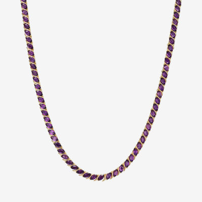 Womens Genuine Purple Amethyst 18K Gold Over Silver Tennis Necklaces