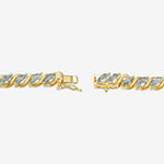 Genuine Blue Topaz 18K Gold Over Silver Tennis Bracelet