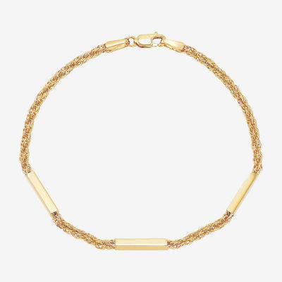 Made in Italy 10K Gold Hollow Bar Station Bracelet