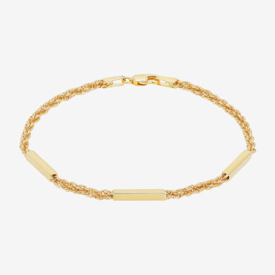 Made in Italy 10K Gold Hollow Bar Station Bracelet