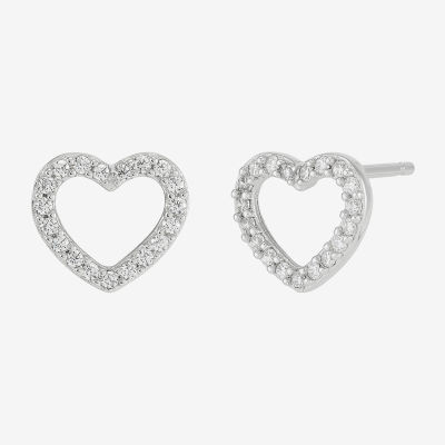 Diamonart Womens Cubic Zirconia Sterling Silver Heart 3 Pair Earring Set