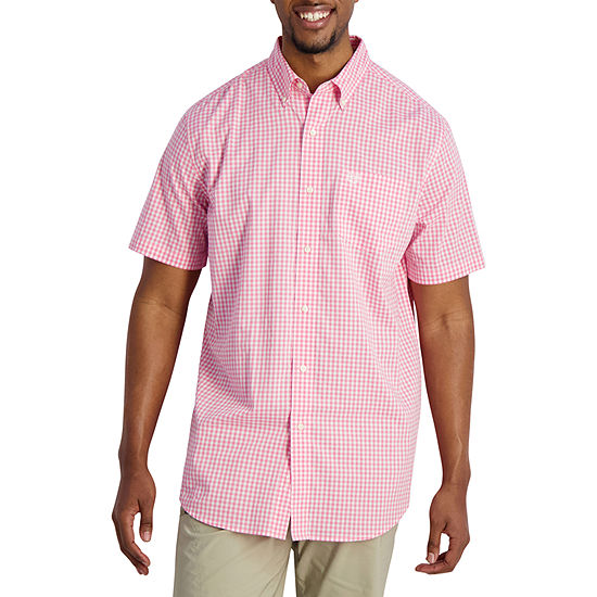 Chaps Big and Tall Mens Regular Fit Short Sleeve Gingham Button-Down Shirt