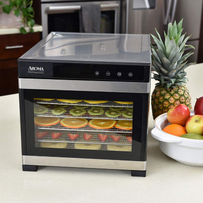 Aroma AFD-965SD 6 Tray Black Electric Food Dehydrator with Glass Door