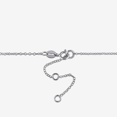 Womens Genuine White Sapphire Sterling Silver Bar 17 Inch Pendant Necklace