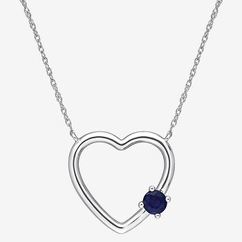 Diamond Heart Pendant 10k White Gold - Genuine Blue and White Diamonds Diamond Heart Pendant 10k White Gold - Genuine Blue and White Diamonds