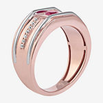 Mens 1/8 CT. T.W. Lead Glass-Filled Red Ruby 10K Rose Gold Fashion Ring