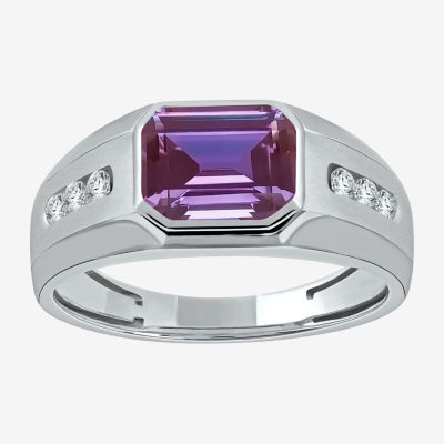 Mens Lab Created Purple Alexandrite Sterling Silver Fashion Ring