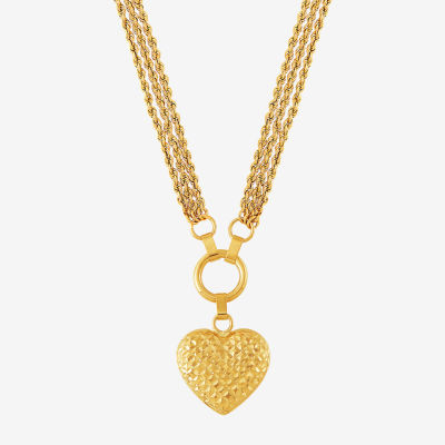 Womens 10K Gold Heart Pendant Necklace