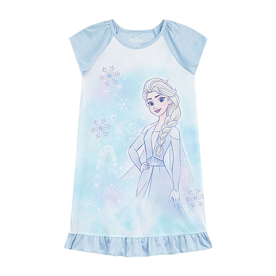 Disney Little & Big Girls Elsa Frozen Short Sleeve Crew Neck Nightshirt