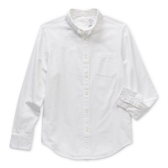 St. John's Bay Performance Oxford Seated Mens Adaptive Classic Fit Long Sleeve Button-Down Shirt