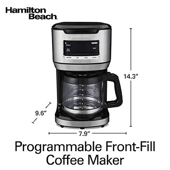 Hamilton Beach One Press Programmable Dispensing Drip Coffee Maker with 14  Cup Internal Brew Pot, Removable Water Reservoir, Black & Stainless Next